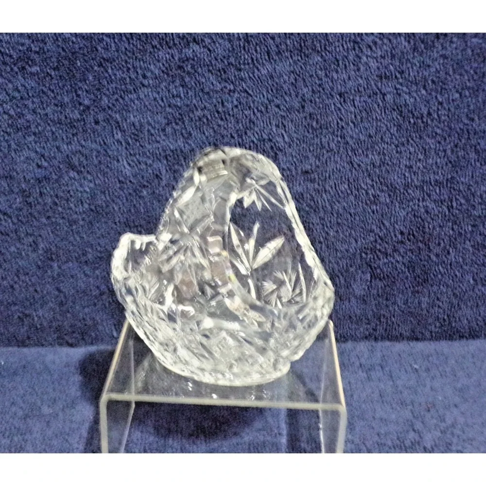 Vintage Lead Cut Crystal Basket Bohemian Design 4.5